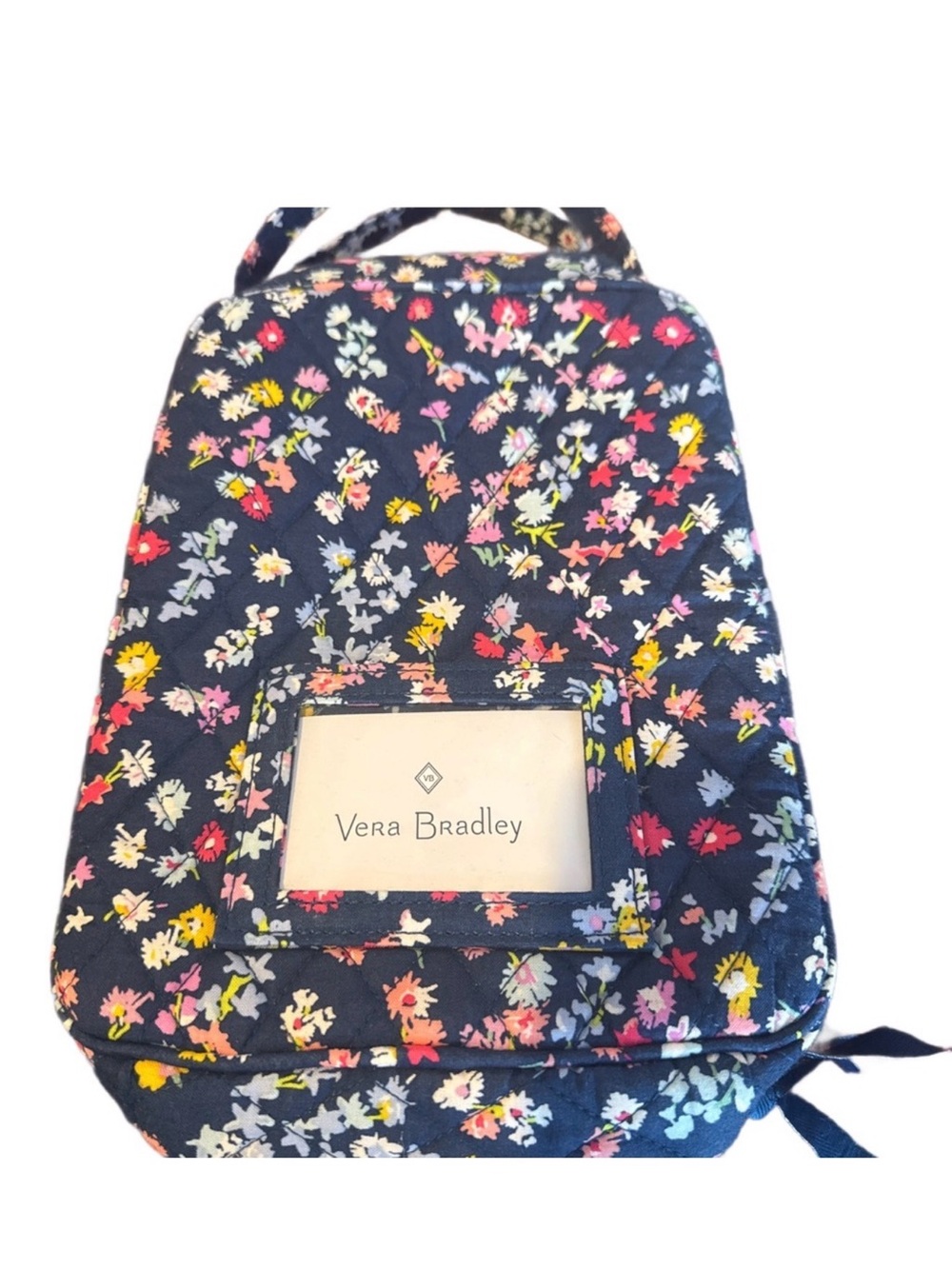 Vera Bradley Navy Floral Lunch Bag with Multicolor Flowers